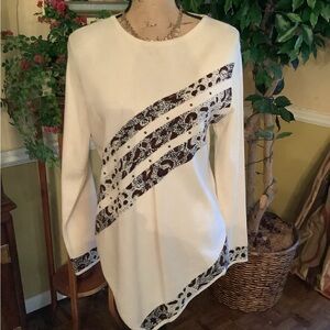 Women's Cream and Brown Patterned Top